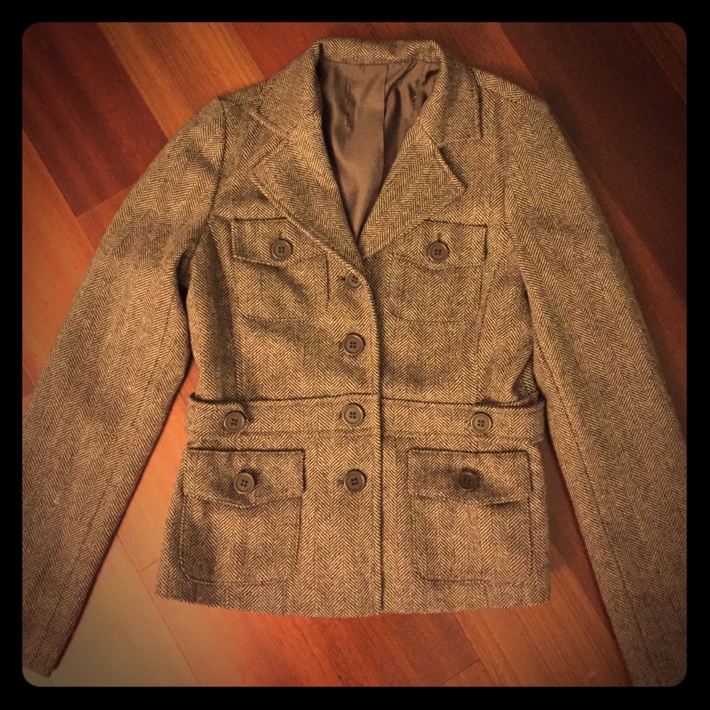 Vintage brown tweed women’s British style coat blazer